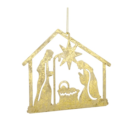 12ct. 4.25&#x22; Metal Holy Family Cut Out Ornament Set